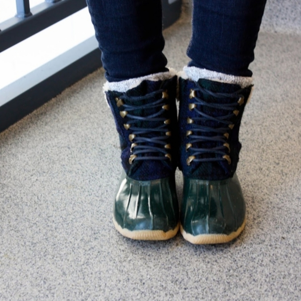Sperry J.Crew Womens Wool Saltwater Outdoor Rubber Duck Boots shoes sz 8
